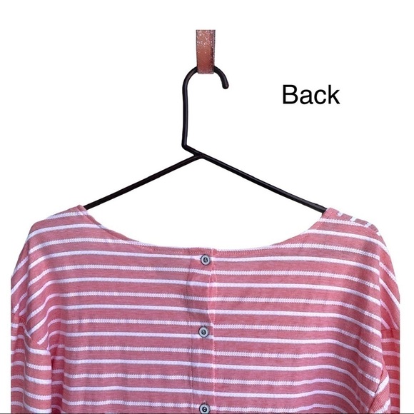 A New Day Casual Textured Stripe Pink Button Bell Sleeve Blouse Size Medium - Picture 6 of 15